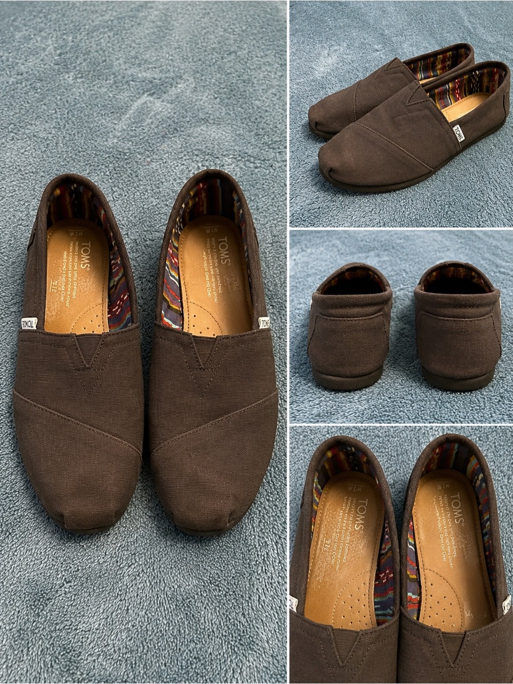 Toms Women’s Slip-On Canvas Loafers in Dark Brown